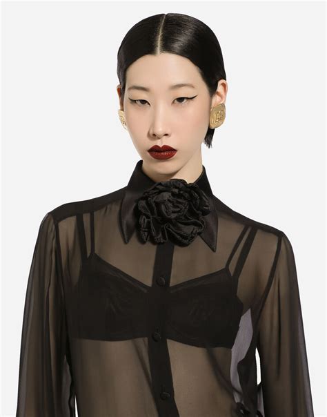 Silk chiffon shirt in Black Ready